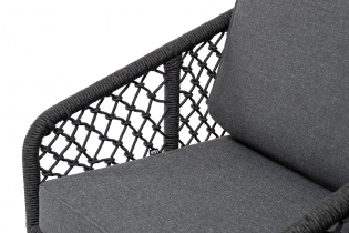 MR1000994 диван 2-ый из роупа узелкового плетения, каркас алюминий темно-серый, роуп темно-серый